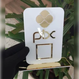 display placa qrcode de pagamento pix em acrílico 10x15